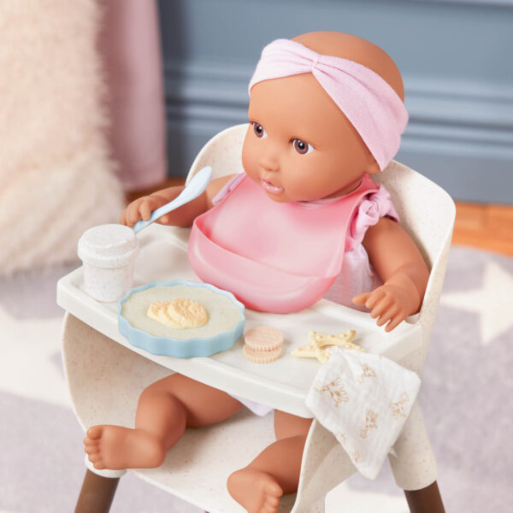 LullaBaby Krzesełko do karmienia lalki niemowlaka, z akcesoriami Beż