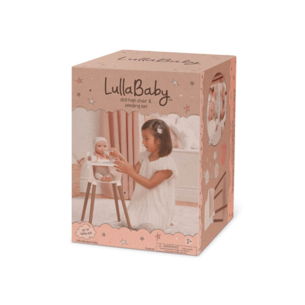 LullaBaby Krzesełko do karmienia lalki niemowlaka, z akcesoriami Beż
