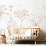 PASTELOVELOVE Tapeta na ścianę dla dzieci na wymiar Safari sepia
