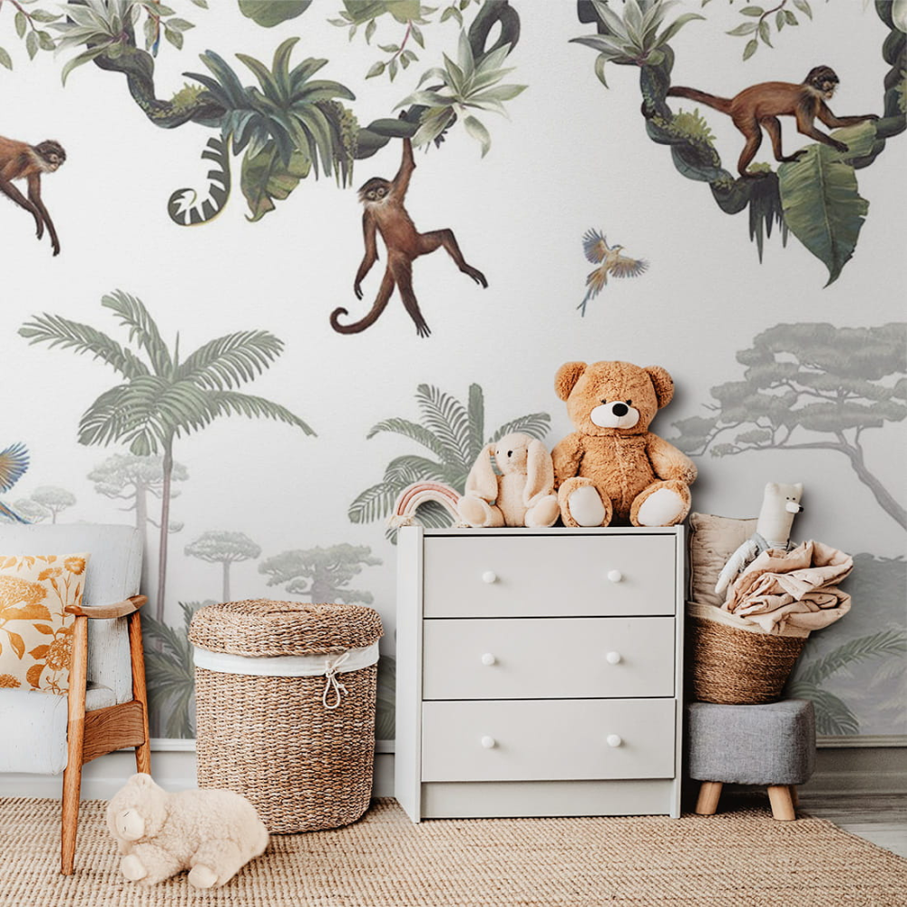 PASTELOVELOVE Tapeta na ścianę dla dzieci na wymiar Cheeky monkeys