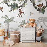 PASTELOVELOVE Tapeta na ścianę dla dzieci na wymiar Cheeky monkeys