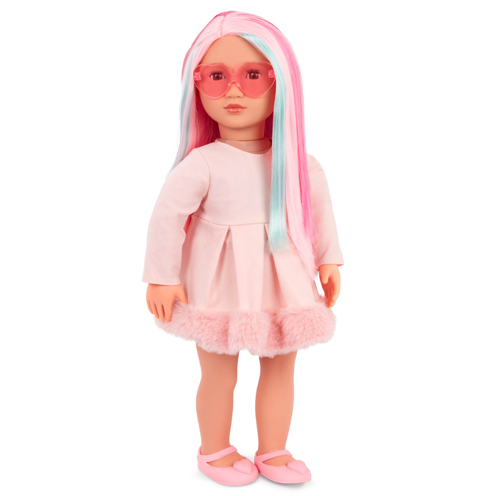 Our Generation lalka Rosa proste włosy z pasemkami - różowe 46 cm
