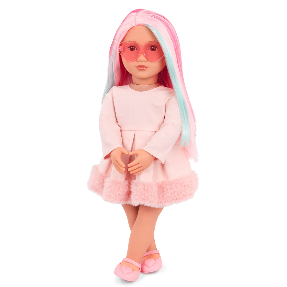 Our Generation lalka Rosa proste włosy z pasemkami - różowe 46 cm