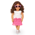 Our Generation Lalka Valentina brunetka w sztruksowej spódniczce i bluzeczce z falbanką 46 cm