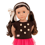 Our Generation Lalka Avia brunetka, bluzeczka z pomponikami 46 cm