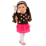 Our Generation Lalka Avia brunetka, bluzeczka z pomponikami 46 cm