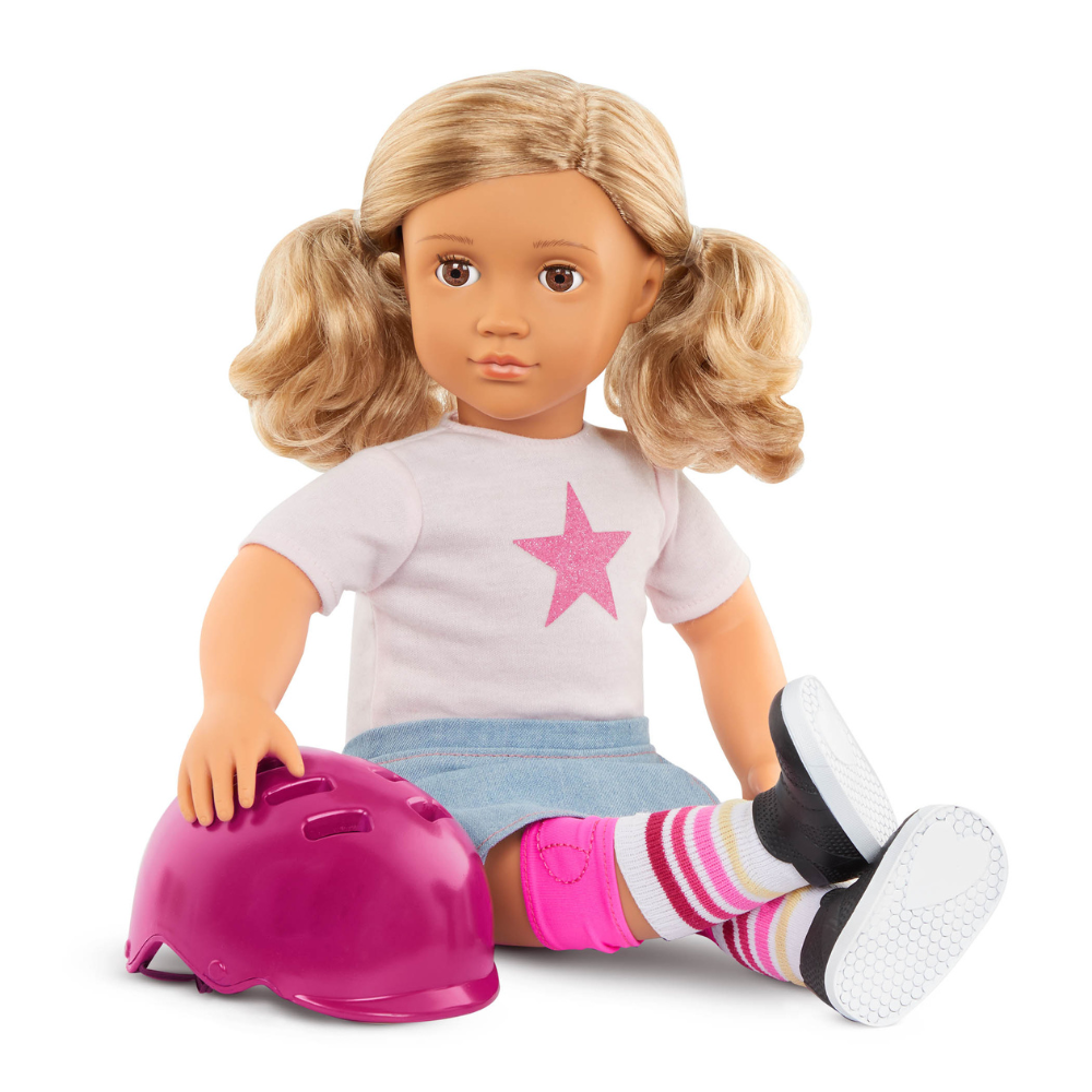 Our Generation Lalka Ollie skaterka z deskorolką, zginane łokcie i kolana 46 cm