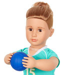 Our Generation Lalka chłopiec Johnny siatkarz - z akcesoriami sportowymi, zginane łokcie i kolana
