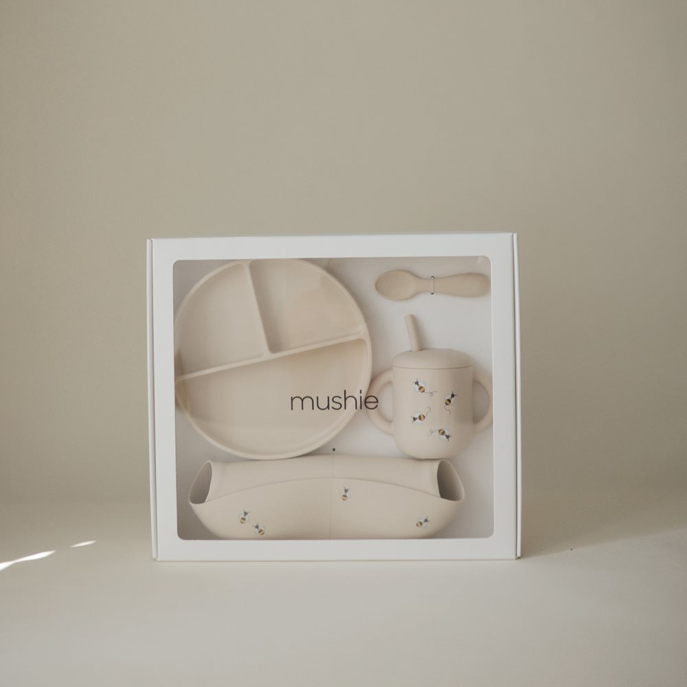 Mushie Silikonowy Zestaw Obiadowy - Bees