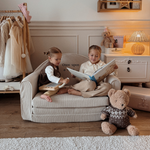Muzpony Sztruksowa rozkładana mini sofa dziecięca Off White - Personalizacja