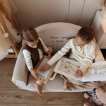 Muzpony Sztruksowa rozkładana mini sofa dziecięca Off White - Personalizacja