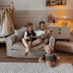 Muzpony Sztruksowa rozkładana mini sofa dziecięca Off White - Personalizacja