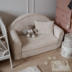 Muzpony Sztruksowa rozkładana mini sofa dziecięca Off White