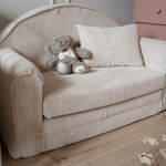 Muzpony Sztruksowa rozkładana mini sofa dziecięca Off White