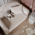 Muzpony Sztruksowa rozkładana mini sofa dziecięca Off White