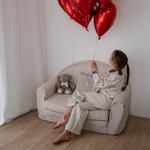 Muzpony Sztruksowa rozkładana mini sofa dziecięca Off White