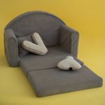 Muzpony Sztruksowa rozkładana mini sofa dziecięca Sugar Brown - Personalizacja