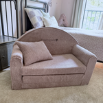 Muzpony Sztruksowa rozkładana mini sofa dziecięca Magenta Grey - Personalizacja