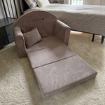Muzpony Sztruksowa rozkładana mini sofa dziecięca Magenta Grey - Personalizacja