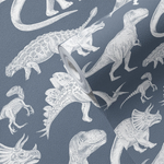 PASTELOVELOVE Tapeta na ścianę dla dzieci, w pasach Dinozaury - niebieska
