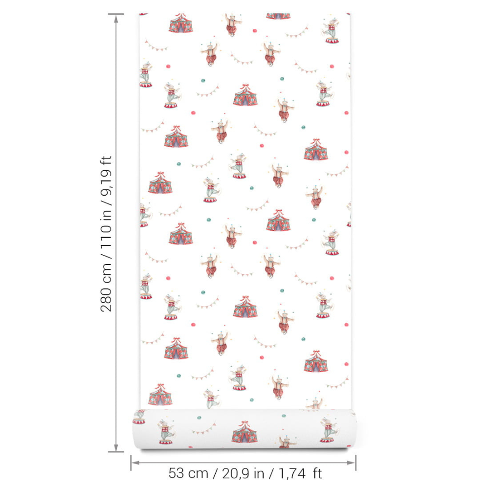 PASTELOVELOVE Tapeta na ścianę dla dzieci, w pasach Cyrk