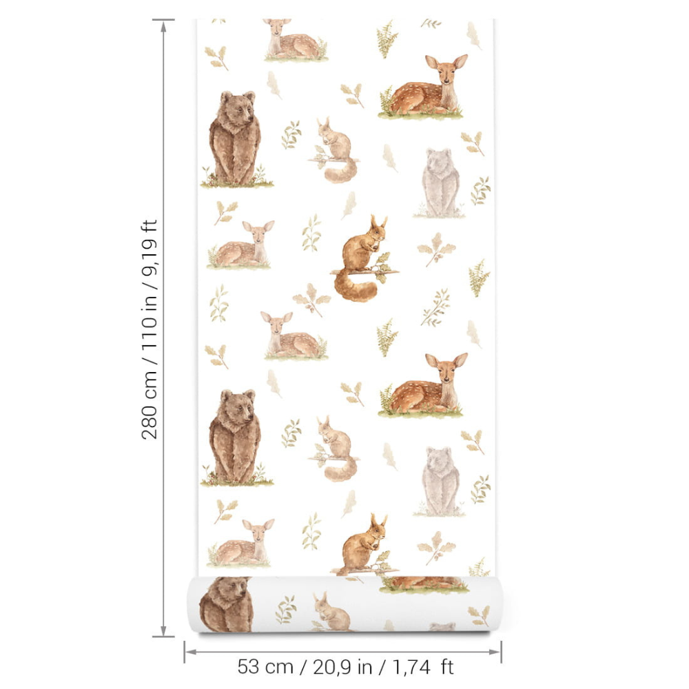 PASTELOVELOVE Tapeta na ścianę dla dzieci, w pasach Las