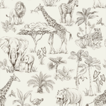 PASTELOVELOVE Tapeta na ścianę dla dzieci, w pasach Safari - cream