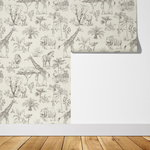 PASTELOVELOVE Tapeta na ścianę dla dzieci, w pasach Safari - cream