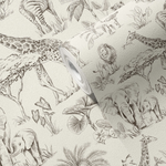 PASTELOVELOVE Tapeta na ścianę dla dzieci, w pasach Safari - cream