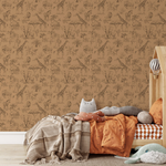 PASTELOVELOVE Tapeta na ścianę dla dzieci, w pasach Safari - toffee