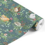 PASTELOVELOVE Tapeta na ścianę dla dzieci, w pasach Woodland - zielona