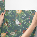PASTELOVELOVE Tapeta na ścianę dla dzieci, w pasach Woodland - zielona