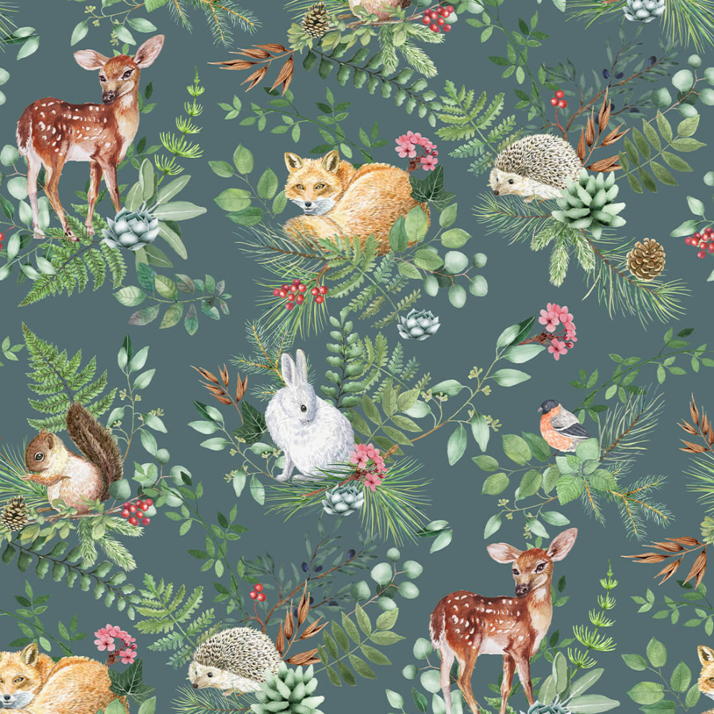 PASTELOVELOVE Tapeta na ścianę dla dzieci, w pasach Woodland - zielona