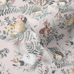 PASTELOVELOVE Tapeta na ścianę dla dzieci, w pasach Woodland - różowa