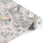PASTELOVELOVE Tapeta na ścianę dla dzieci, w pasach Woodland - różowa
