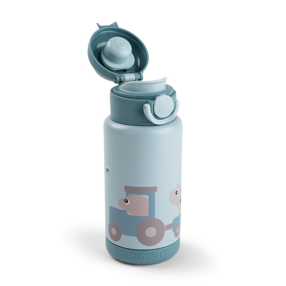 Done by Deer Butelka Termiczna 340ml Tiny Farm Blue