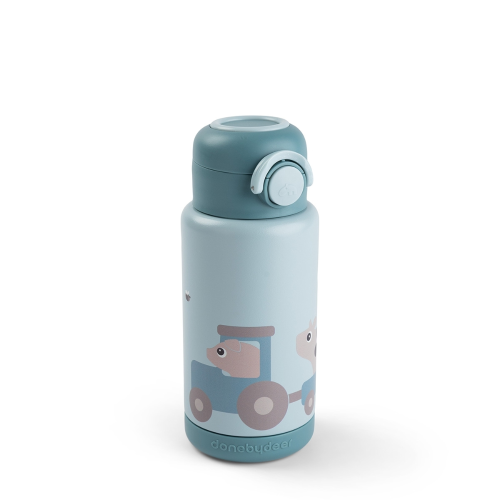 Done by Deer Butelka Termiczna 340ml Tiny Farm Blue