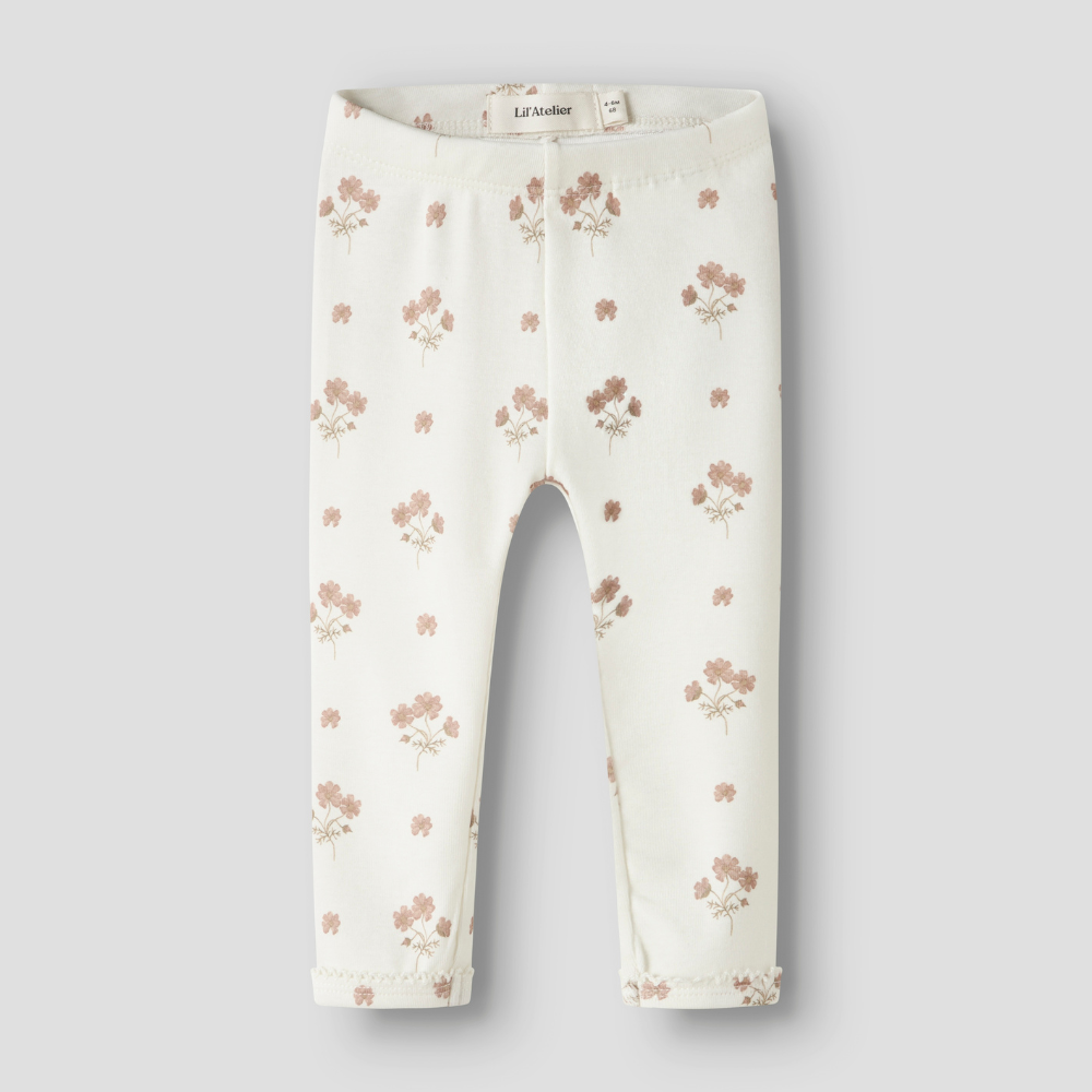 Lil’ Atelier Legginsy niemowlęce Coconut Milk Flower Pink NBFLAYO