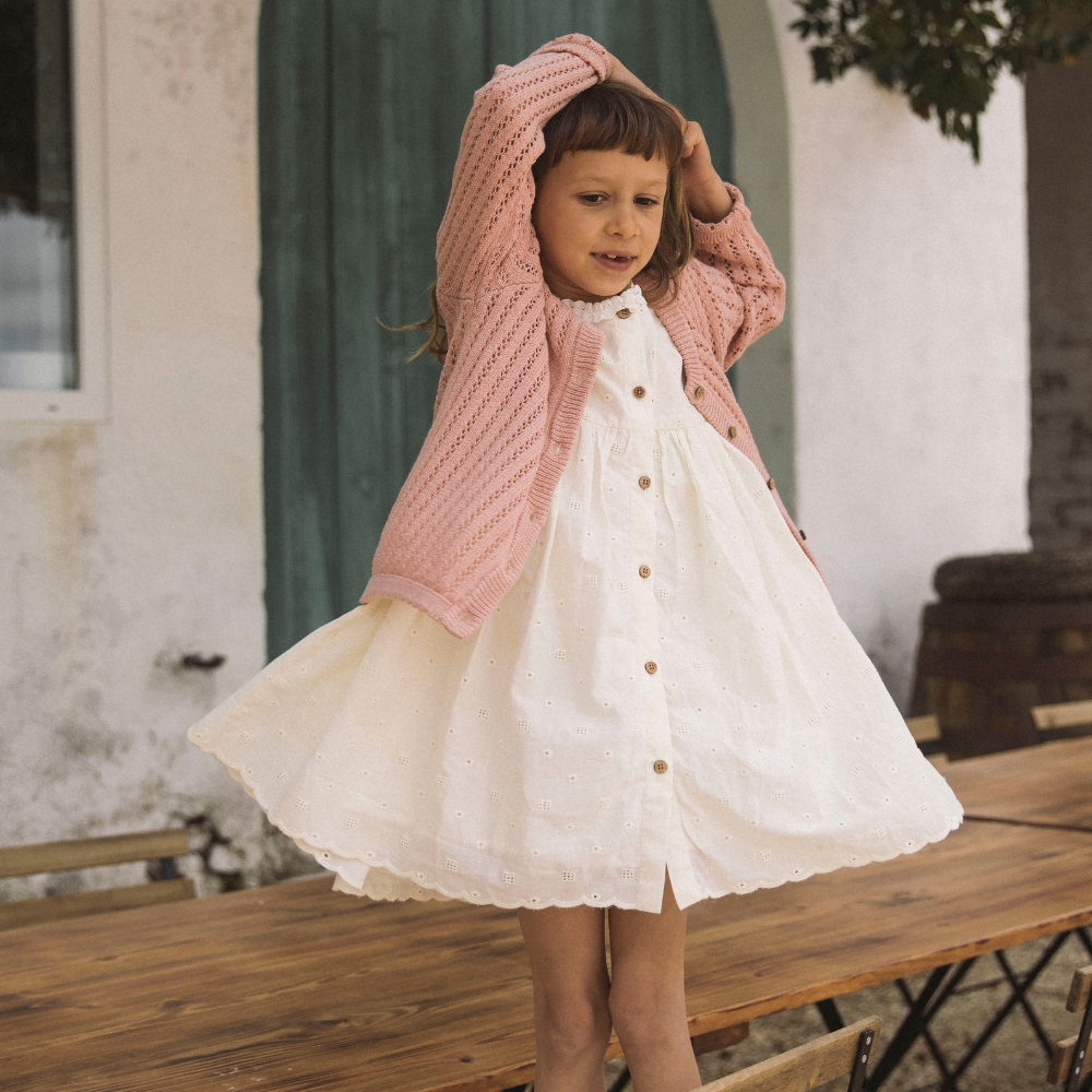 Lil’ Atelier Sukienka dla dziewczynki Coconut Milk NMFFLORES