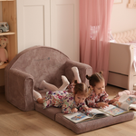 Muzpony Sztruksowa rozkładana mini sofa dziecięca Magenta Grey