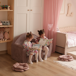 Muzpony Sztruksowa rozkładana mini sofa dziecięca Magenta Grey