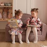 Muzpony Sztruksowa rozkładana mini sofa dziecięca Magenta Grey