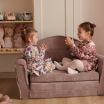Muzpony Sztruksowa rozkładana mini sofa dziecięca Magenta Grey