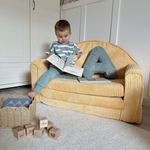 Muzpony Sztruksowa rozkładana mini sofa dziecięca Sandy Yellow