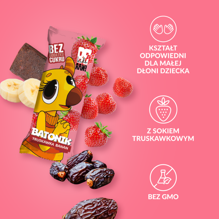 BeRAW Baton Kids Truskawka & Banan  25g