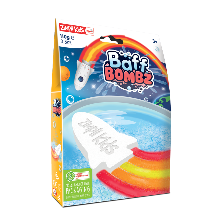 Zimpli Kids Rakieta kula do kąpieli dla dzieci zmieniająca kolor wody Rainbow Baff Bombz