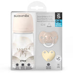 Suavinex Zestaw Spread Joy smoczek, klips, butelka 270 ml Beżowy