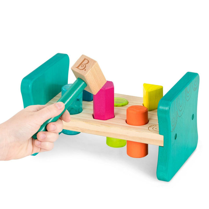 B.Toys Drewniany sorter z młotkiem wbijanka Colorful Pound & Play