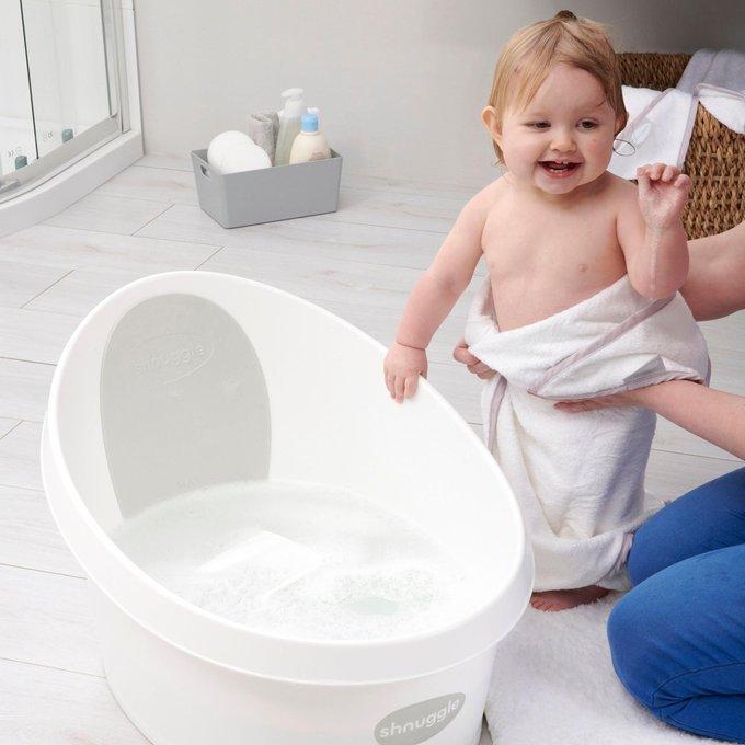 Shnuggle Wanienka wiaderko Toddler z piankowym oparciem biała jasno szare oparcie