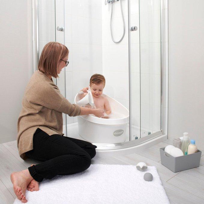 Shnuggle Wanienka wiaderko Toddler z piankowym oparciem biała jasno szare oparcie
